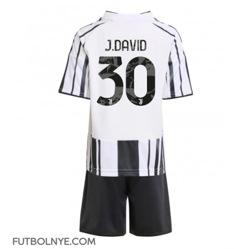Camiseta Juventus Jonathan David #30 Primera Equipación para niños 2025-26 manga corta (+ pantalones cortos)